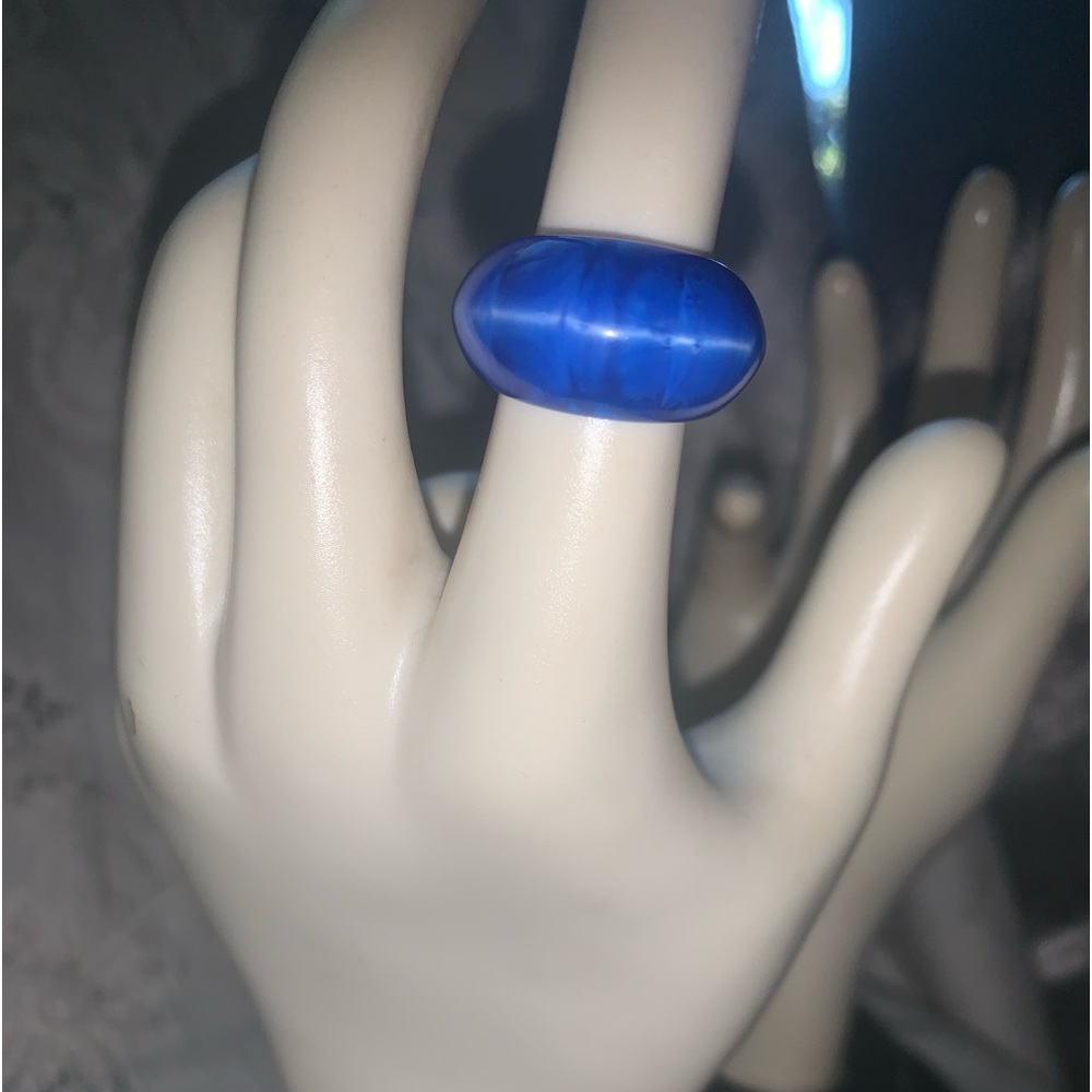 Vintage blue mod ring moon glow Lucite approx size 4